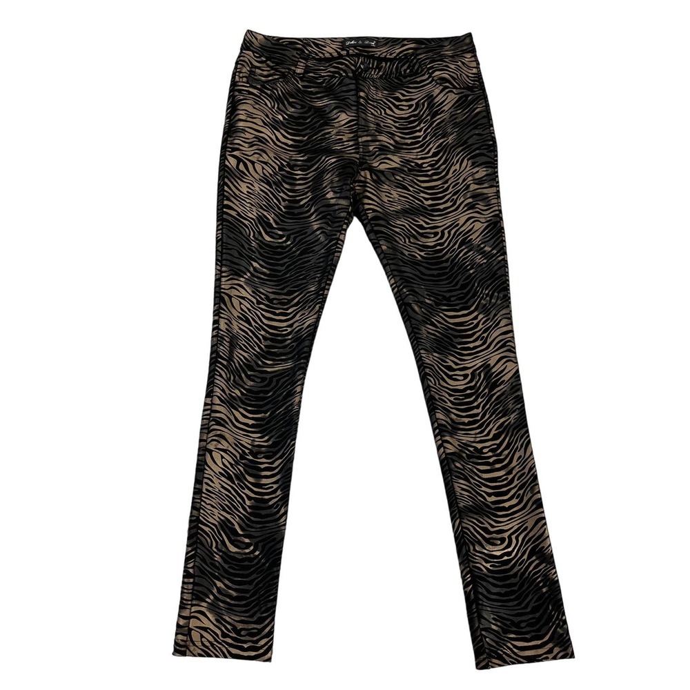 #839 Dolce & Rosa Black and Gold Animal Print Cropped Pants L/42